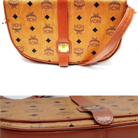 MCM Cognac Crossbody Bag with Logo Pattern - Picture 5 of 7